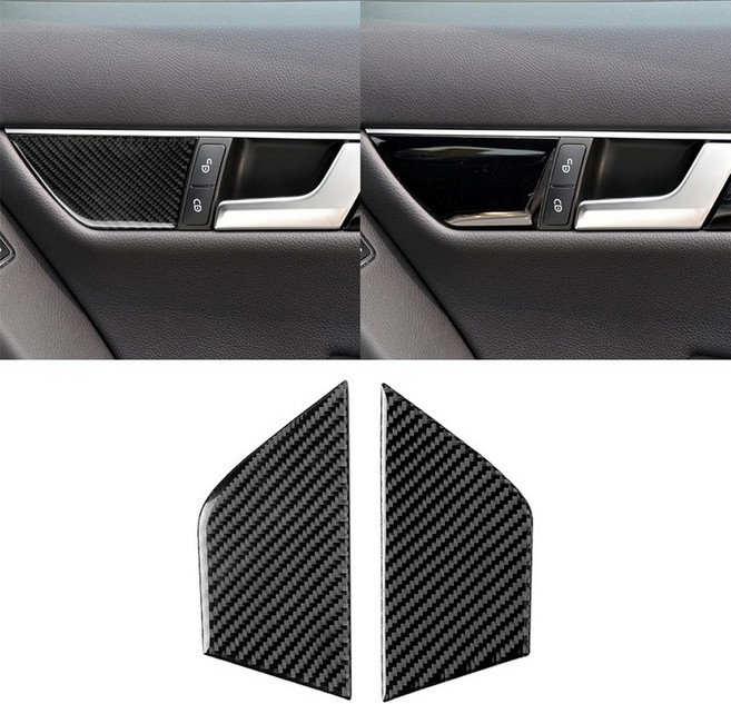 UOADA 메르세데스 벤츠 C-클래스 W204 2007-2013 리얼 소프트 탄소 섬유 시트 조절 도어 내부 핸들 버튼 패널 프레임 캡 케이스 커버 트림 스티커 자동차 액세서리, UOADA 메르세데스 벤츠 C-클래스 W204 2007