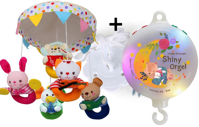 꿈나라 모빌, 동물악단 모빌+샤이니v3 자동오르골 세트, 1개