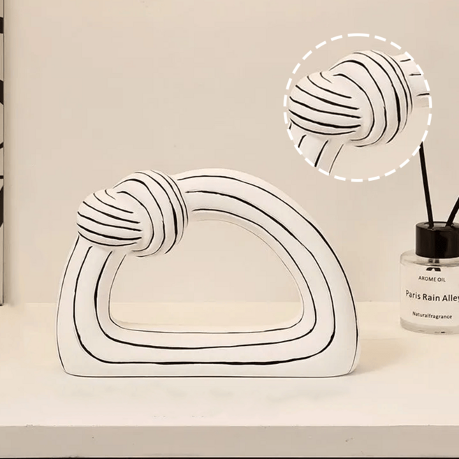 흑백 라인 아트 노드 세라믹 장식 2D 카툰 스타일 모던 홈 데코 책상 소품, White