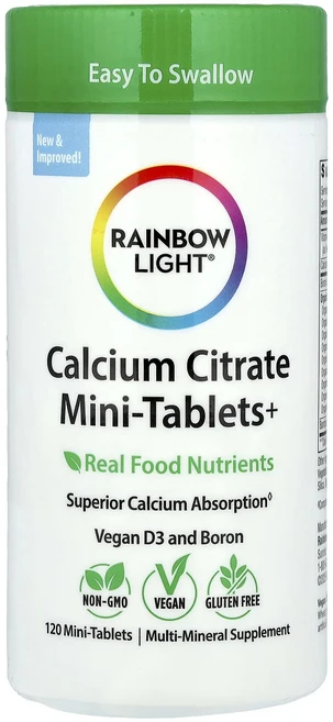 Rainbow Light 구연산 칼슘 미니 정제+ 미니 정제 120정, RainbowLight구연산칼슘미니정제미니정제120정 - 쿠팡