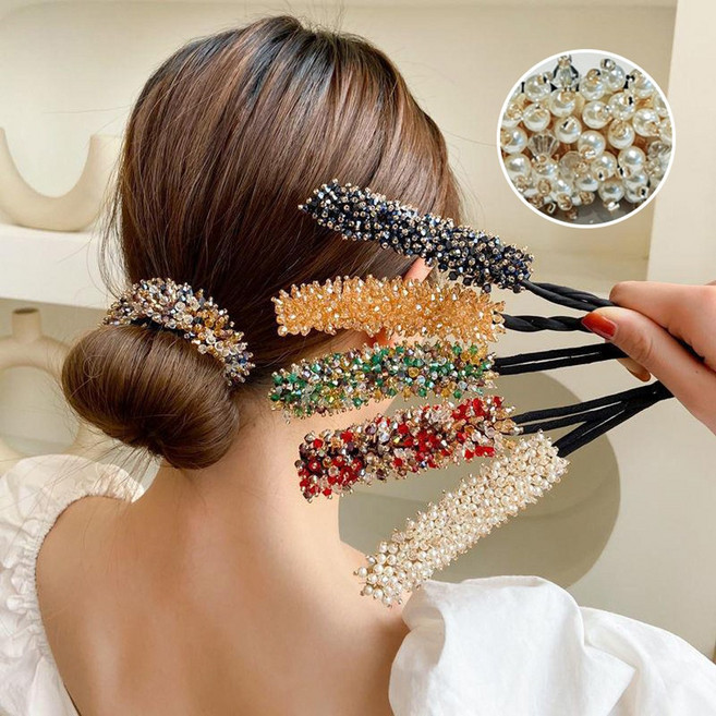 [HANNAL] 와이어 당고머리 큐빅 머리끈