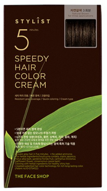 더페이스샵 스타일리스트 5분 스피디 헤어 컬러 크림 염색제, 자연갈색, 4개
