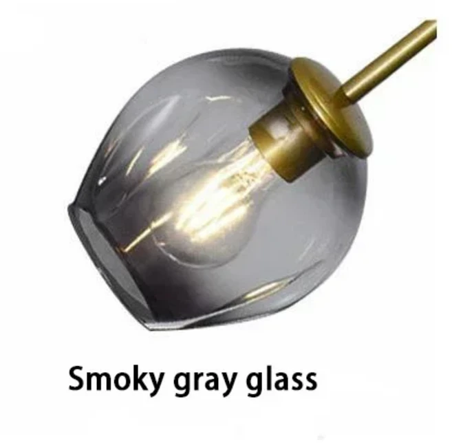 무드등 줄조명 인테리어 간접 LED 무선 조명등 수면 우주빔 램프 현대 유리 펜던트 조명 침실 로프트 펜던, 04 oky gray glass, 01 Gold body, 02 9 heads