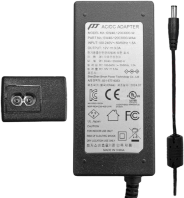 12V 3A 어댑터 모니터 CCTV 노트북 노이즈필터 아답터 직류전원장치 SMPS, 전원케이블 포함, 1개