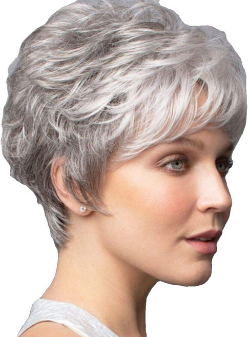 흰머리 가발 노인 공연 백발 여성 분장 파마 할머니, 1개