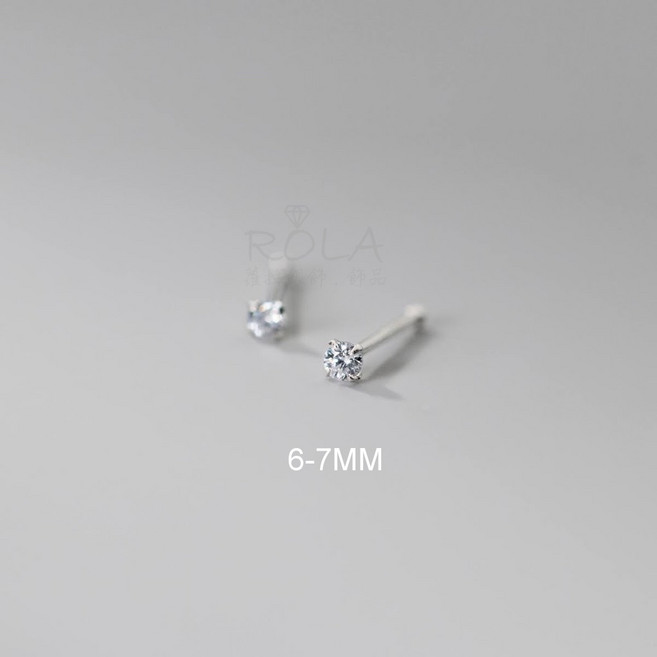 ROLA蘿拉 999足銀養耳棒 2MM水鑽圓珠純銀耳針 免耳堵耳扣 18色可選