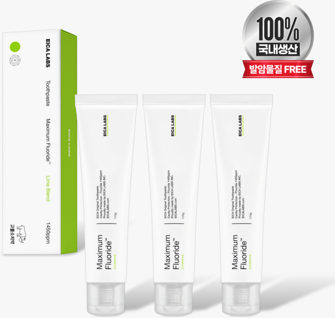 에이카랩스 고불소치약 1450 임산부 입덧 구취 입냄새제거 치과전용 코뿔소치약, 110ml, 3개, 라임블렌드