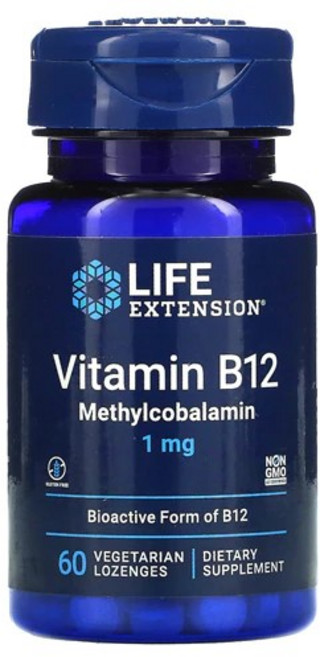 LIFE EXTENSION 維生素B12素食口嚼錠 1mg, 60顆, 1罐