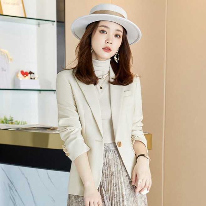 西裝外套休閒西服(純色氣質百搭春裝女外套3色74co3)【時尚巴黎】