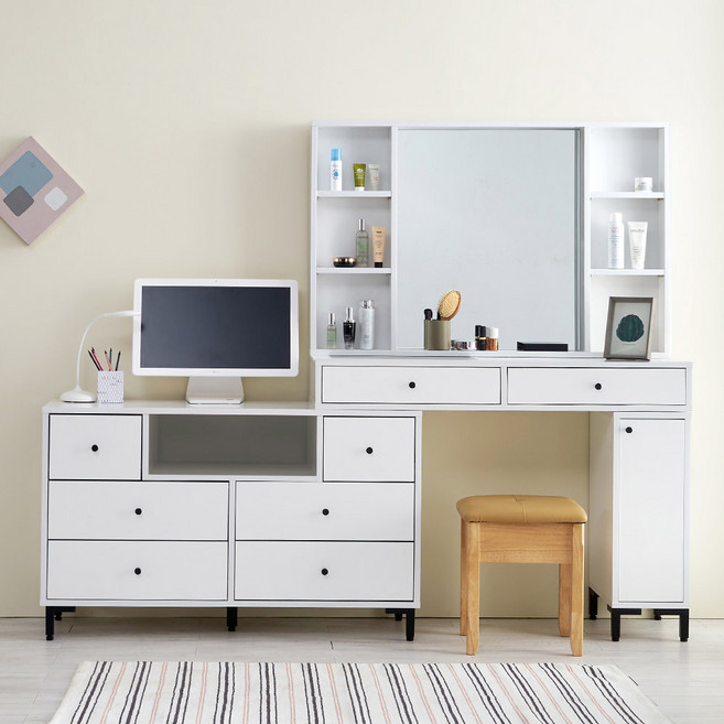 동서가구 아론 1200 와이드 화장대 DF915148, 화이트 유광