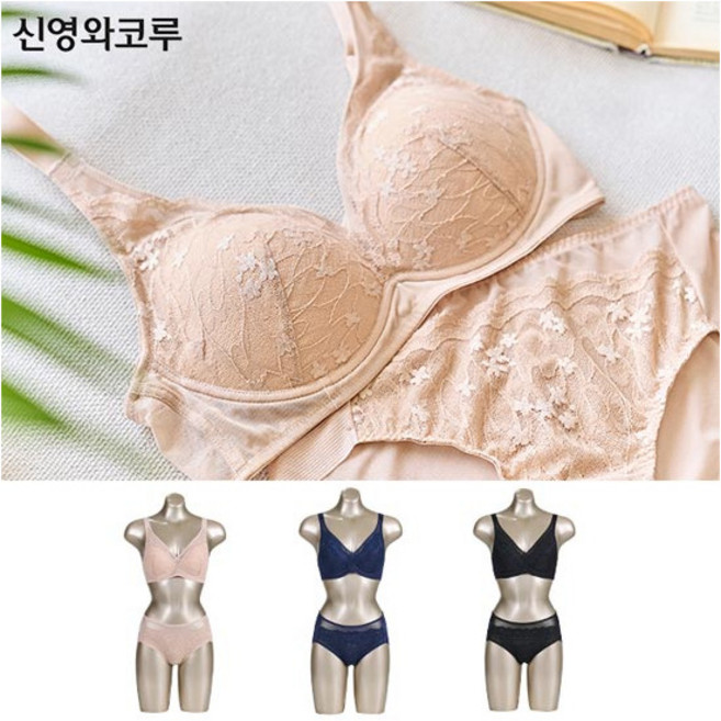 [아네타 by 신영와코루] [신영와코루] 운수레이스 브라팬티 3세트_C432