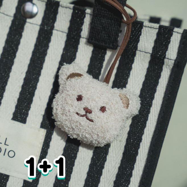 포시디아 귀여운 동물 인형 네임택 표시, 2개, 아이보리 곰돌이