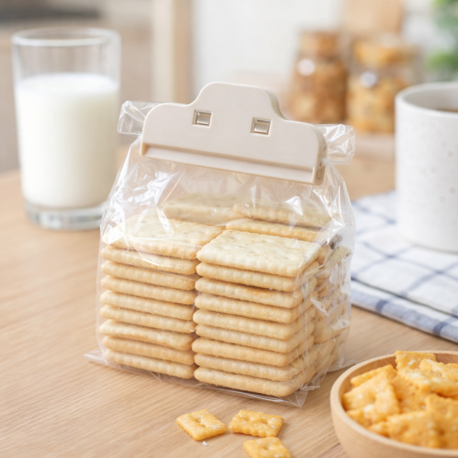 리빙에이드 깔끔한 주방 봉지집게 밀봉집게, 12개, 버터컬러