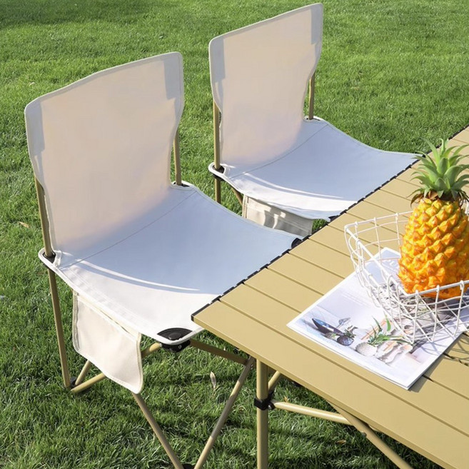 야외 휴대용 등받이 의자 캠핑 낚시 등산 접이식 경량 체어 999피싱, 베이지, 2개