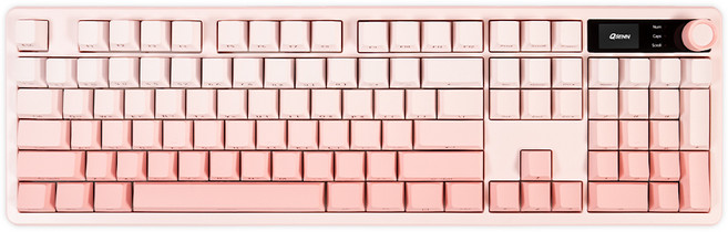 큐센 Q104 LCD 기계식 키보드 유선 무선 블루투스 지원, 하이무 저소음 하트비트, 그라데이션 핑크베리