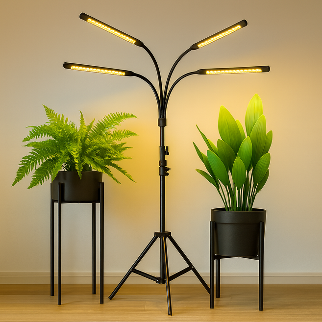 비상 LED 식물등 4헤드 삼각대 성장 생장조명 + 전용충전기, 전구색, 1개