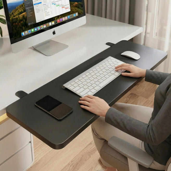 쿤스테이 공간확장 접이식 책상 연장 선반, 블랙