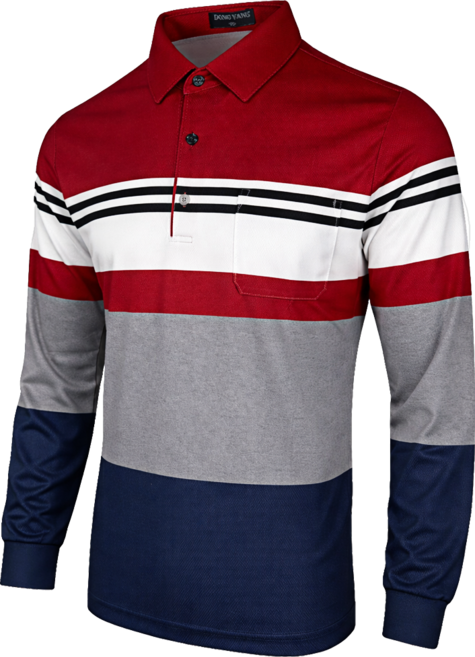 봄 가을 남성 카라티 DY300-1 긴팔 스트라이프 골프웨어 데일리 티셔츠