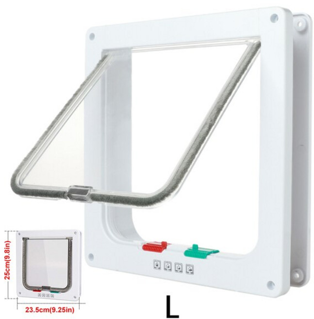 방묘문 펫도어 애완 동물 스크린 도어 잠글 수 있는 강아지 안전 마그네틱 플랩 개 고양이 대형 중형 개를, 05 L(25x23.5cm), 1개