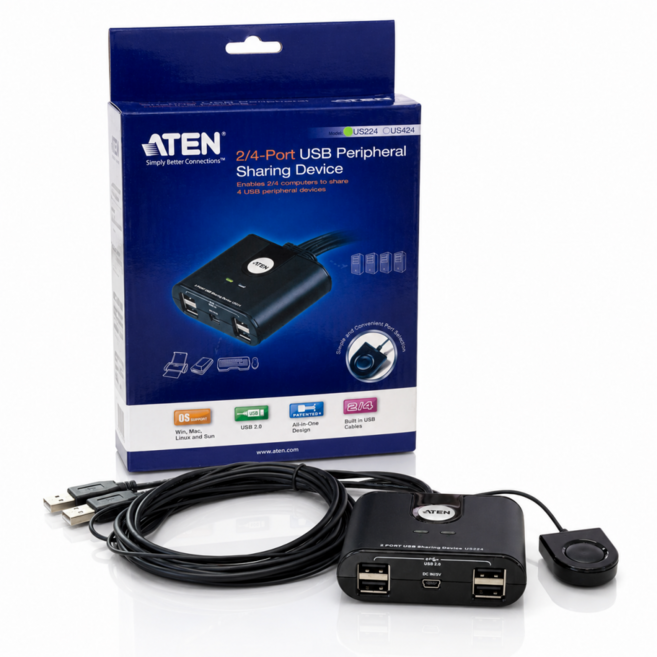 ATEN US224 주변기기 공유 스위치 2포트 USB 2.0, 1개