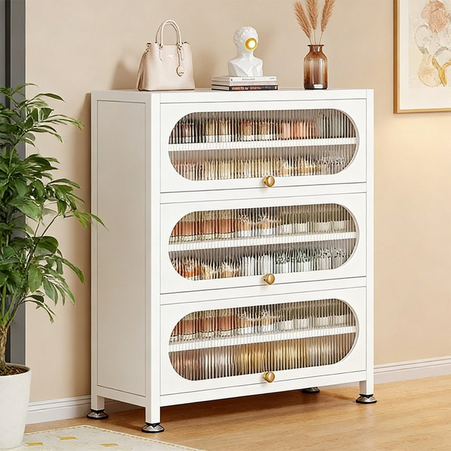 SeekFun 다용도 현관 신발장 고급 캐비넷 신발 수납장 정리대 대용량 다층 하부장, 7단, 화이트/White