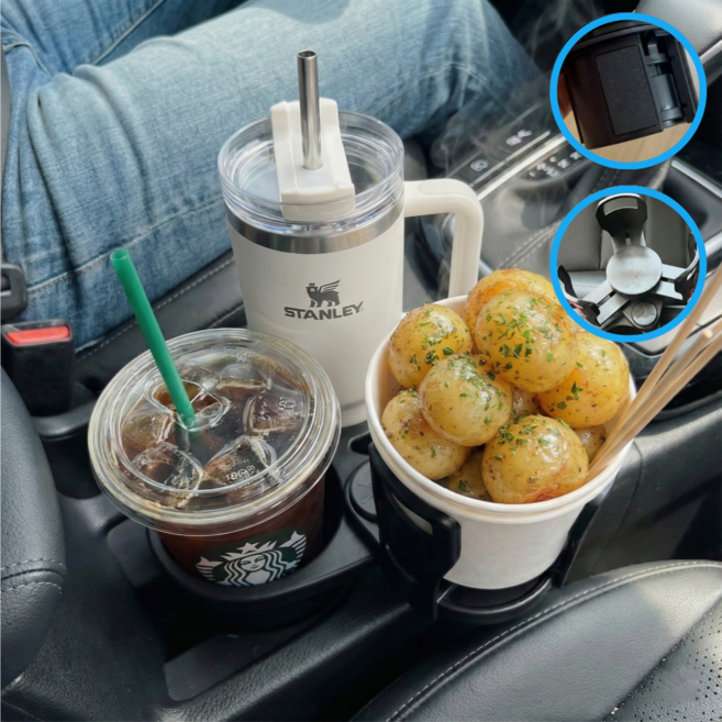 리븐웰 2in1 사이즈 조절 차량용 컵홀더, 블랙, 1