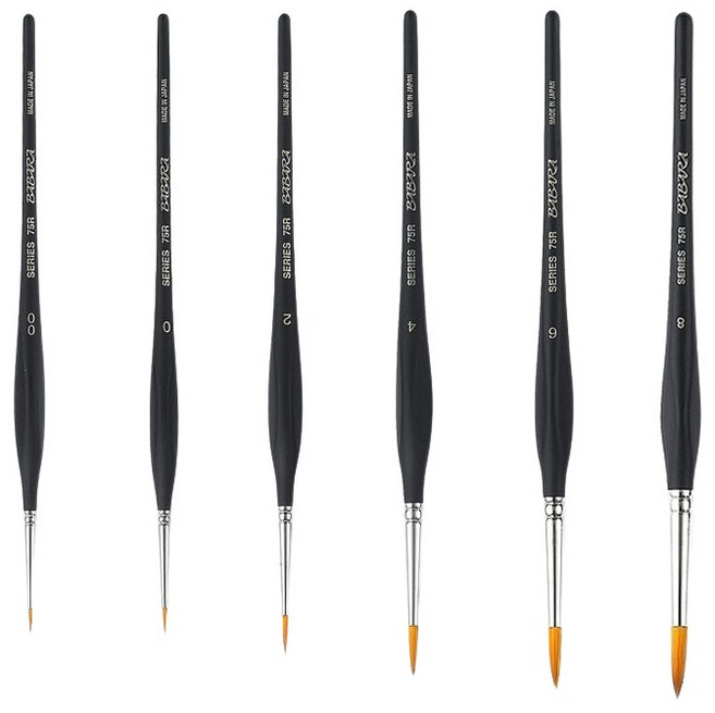 바바라 75R 시리즈 낱개 삼각세필붓 수채/아크릴겸용, 00호