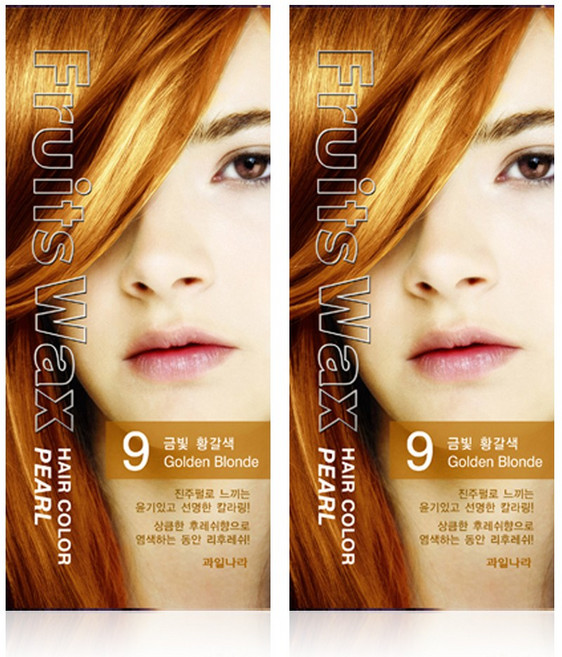 과일나라 후르츠왁스 헤어칼라 진주펄 염색제, 9호 금빛황갈색, 2개
