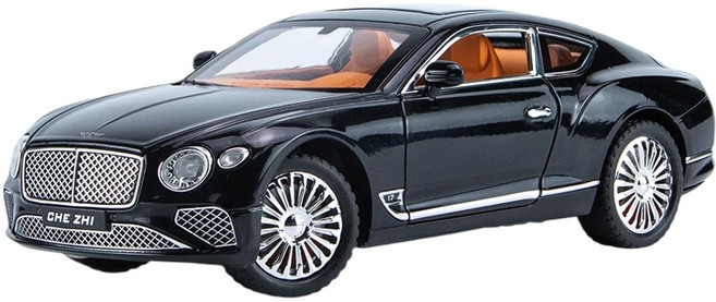 다이캐스트 1:24 벤틀리 컨티넨탈 GT 모델 합금 고퀄리티 모형 장식, 1개, 블랙