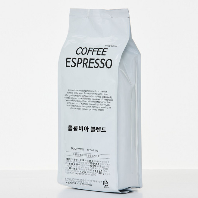 커피에스프레소 콜롬비아 블렌드, 1개, 1kg, 홀빈(분쇄안함)