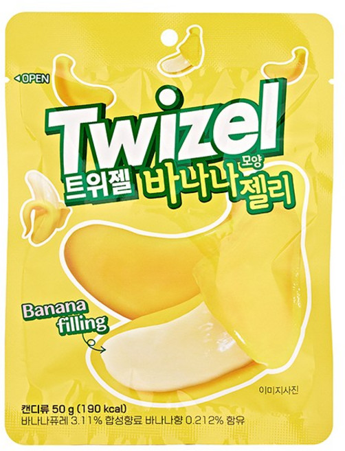 트위젤 바나나 모양 젤리 50g 디저트 간식 후르츠젤리, 1개