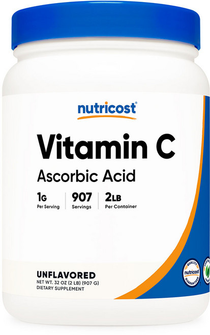 Nutricost Vitamin C Ascorbic Acid Powder 뉴트리코스트 비타민 C 아스코르브산 파우더 907g, 1개