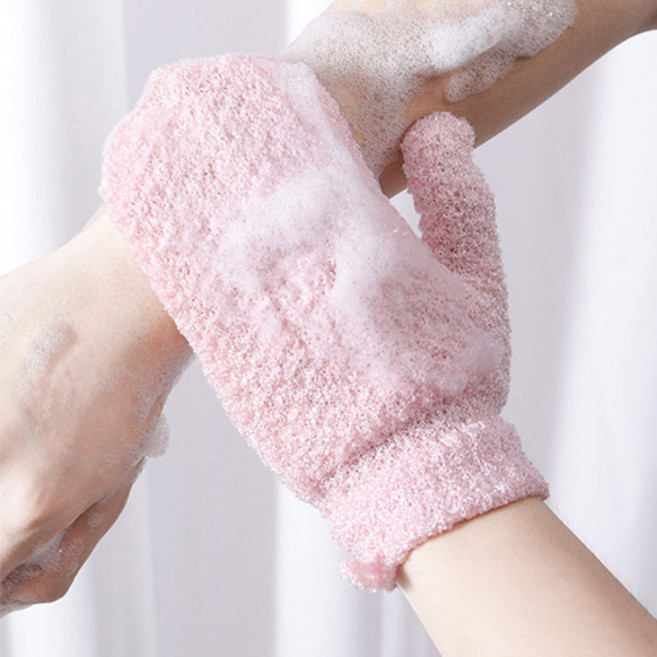 파스텔 벙어리 때장갑 때밀이 장갑 샤워 때타올 목욕장갑 글러브, 1세트, 핑크, 3개입