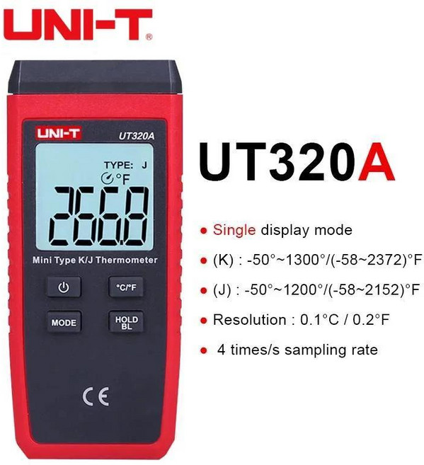 UNI UT320D UT320A 습도계 THER PPEL 접촉식 듀얼 채널 테스터, 1개