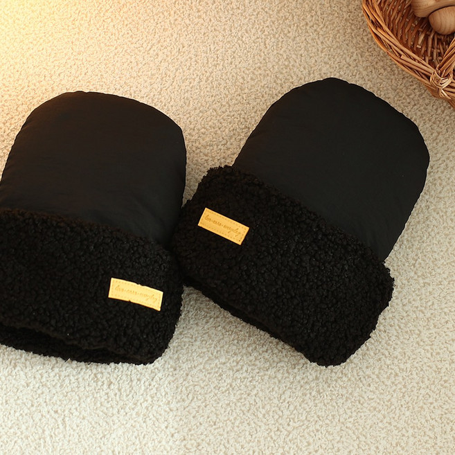 마롤로뜨 유모차 겨울 방한장갑 패딩 핸드머프, 블랙, 1개