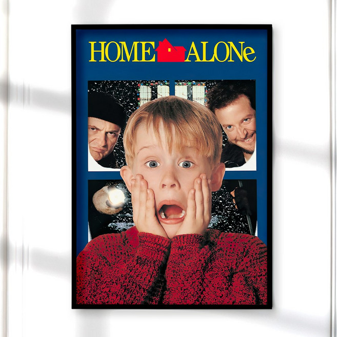 포스터월드 인테리어 영화 포스터 빈티지 액자 감성 거실 현관 그림 나홀로집에 HOME 01, A3 사이즈(297x420mm), A3 포스터 + 화이트 액자 결합