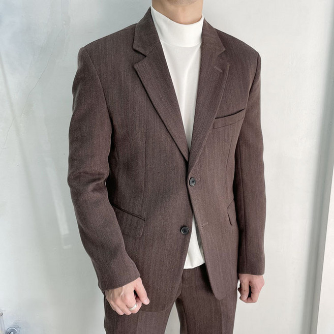 라운지21 남자 클래식 해링본 블레이저 정장 재킷