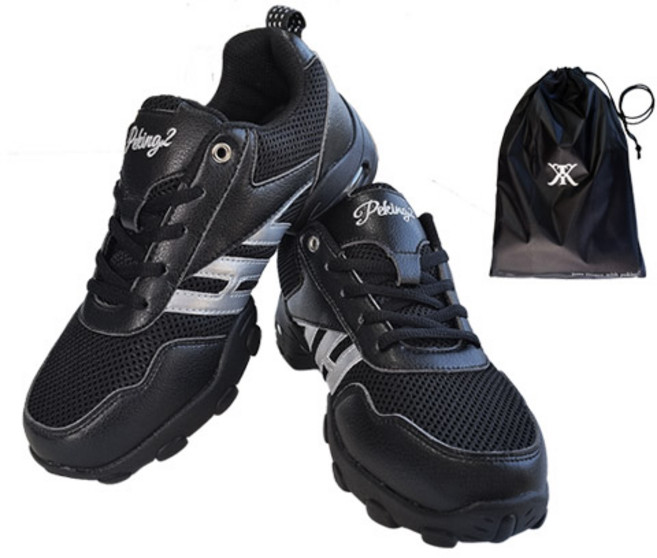 남여공용 고급 라인 재즈 댄스화+주머니, 230, 블랙실버