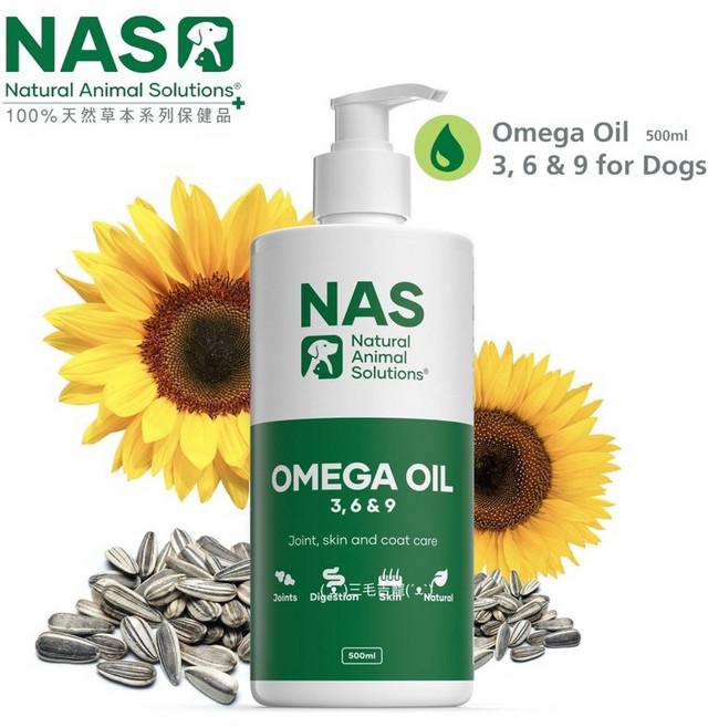 Natural Animal Solutions Omega Oil 3 6 & 9 鱈魚肝油, 1個, Omega3 6 & 9鱈魚肝油/犬用, 500ml, Omega脂肪酸