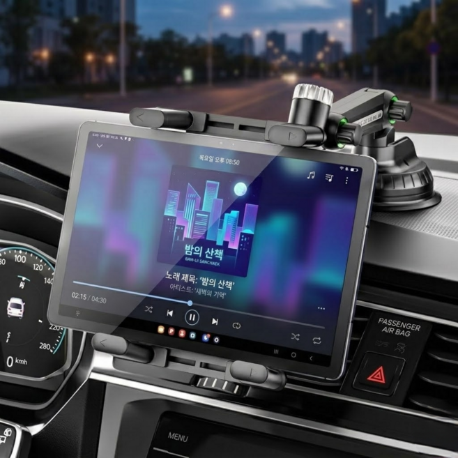 딜헤이븐 대쉬보드 차량용태블릿거치대 흡착형 휴대폰 겸용, 블랙, 1개