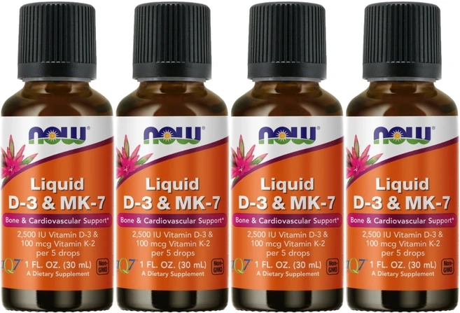 나우푸드 고흡수 리퀴드 비타민 D3 앤 K2 MK7 액상 액체, 4개, 30ml - 쿠팡