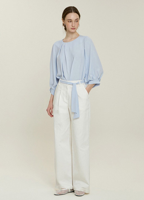 잇미샤 잇미샤 핀턱 타이 블라우스 (ITP5WBL890)_DG