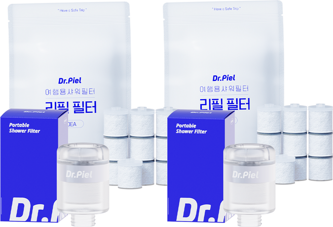 (정품) 닥터피엘 여행용 샤워필터 일반형 본품 2개 + 리필필터 2세트(20ea)