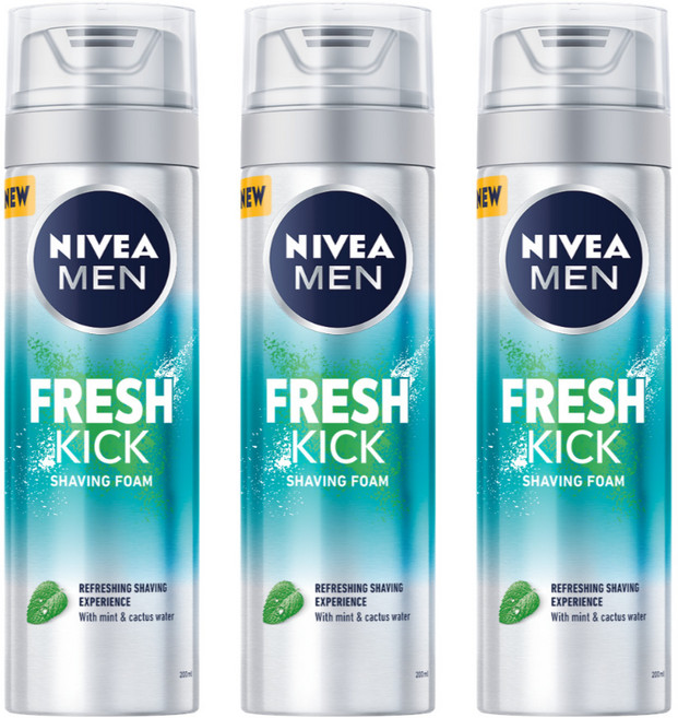 니베아 맨 프레시킥 쉐이빙 폼, 3개, 200ml