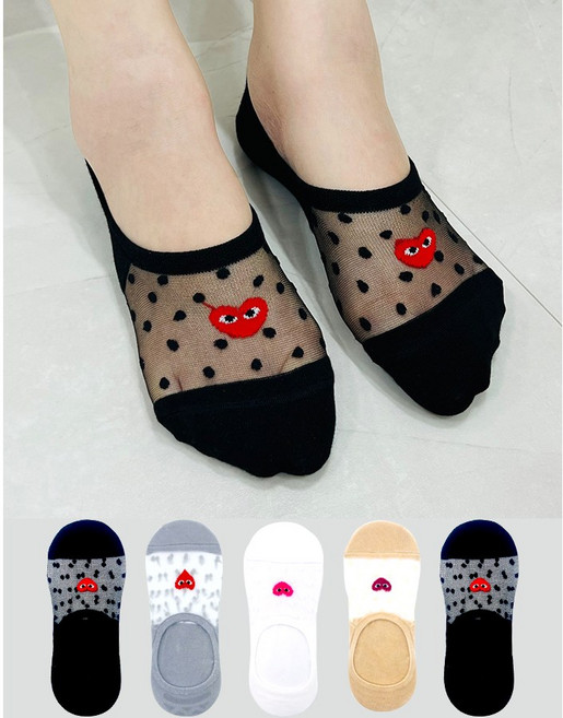 트레스패스 여성 국산 망사 덧신 메쉬 시스루 페이크삭스 5켤레