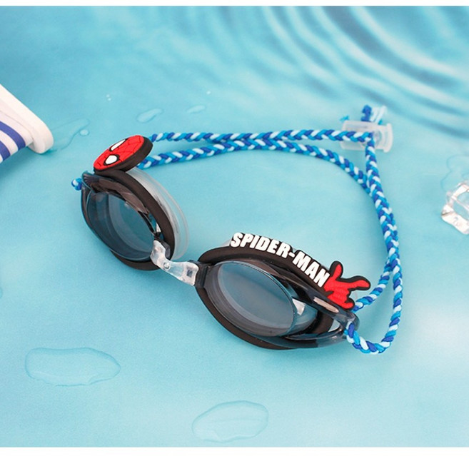 캐릭터 사각 수영 아동 키즈 어린이 수경 유아 물안경 패브릭밴드, 스파이더맨 블랙