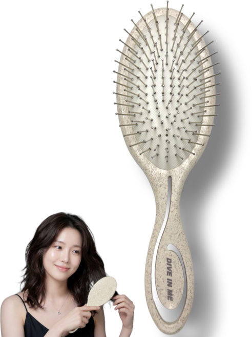 다이브인미 스칼프 볼륨업 엉킴방지 실타래 패들 브러쉬, 1개, 아이보리샌드