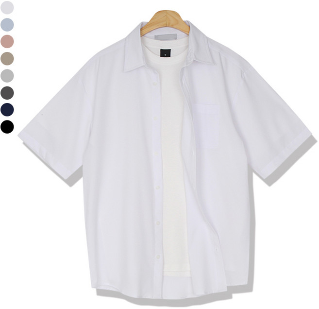 오마보이 남성용 다림질 필요없는 소프트터치 반팔 셔츠