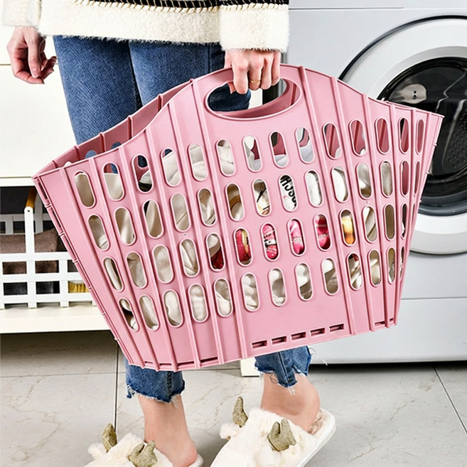 대용량 접이식 빨래바구니, 핑크색