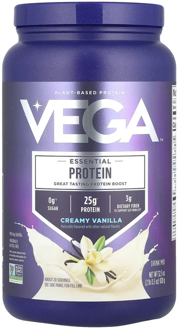 새해 건강을 선물하세요 Vega 필수 식물성 단백질 크리미 바닐라 920g(2lb 0.5oz) 특별관리진행, 1개 - 쿠팡